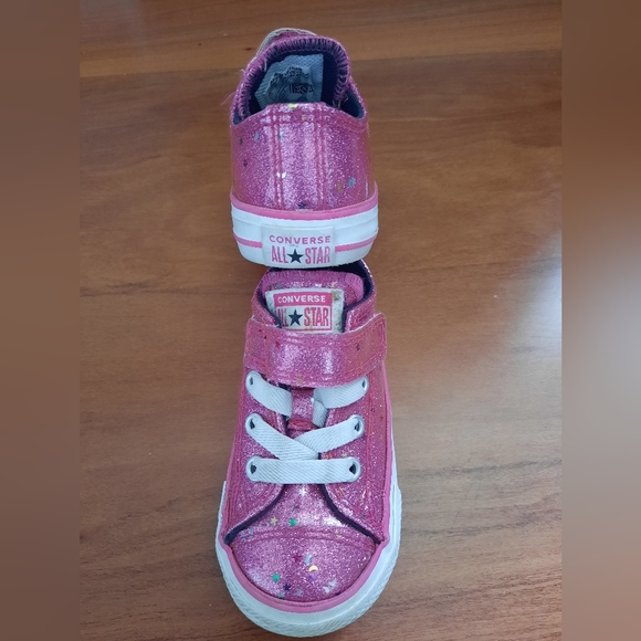 Converse toddler kids bright pink sparkly sneakers, size US5 GUC - Picture 3 of 5